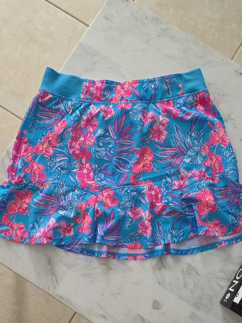 Lilly Pulitzer Aqua Floral Ruffle Skort - Picture 1 of 9
